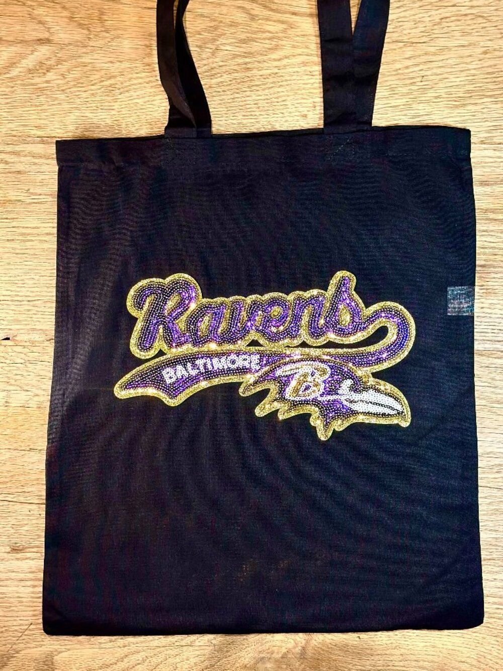Baltimore Ravens Football Tote Bag Sequined Patch